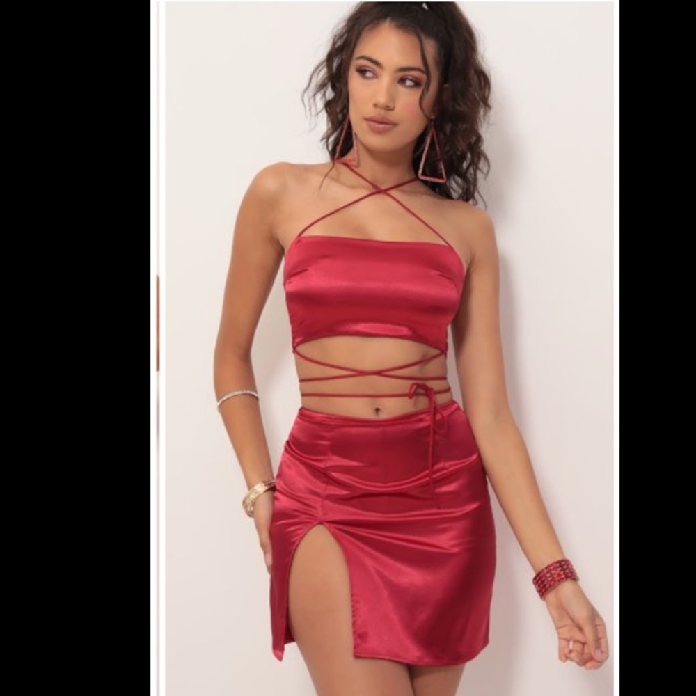Two piece satin set